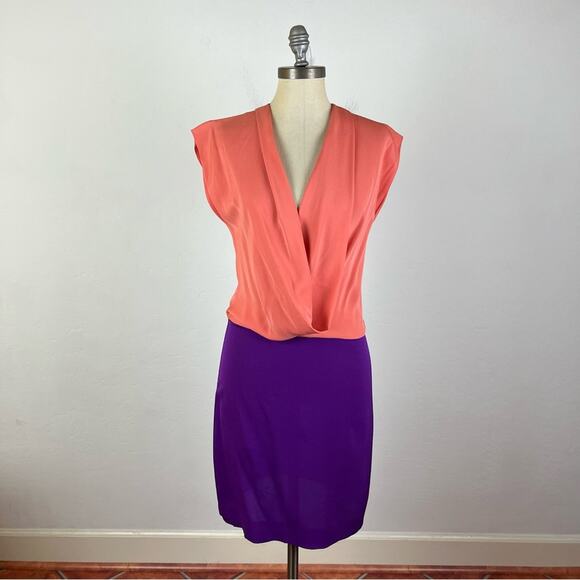 Diane Von Furstenberg Colorblock Silk Dress Size 2 - Picture 1 of 7